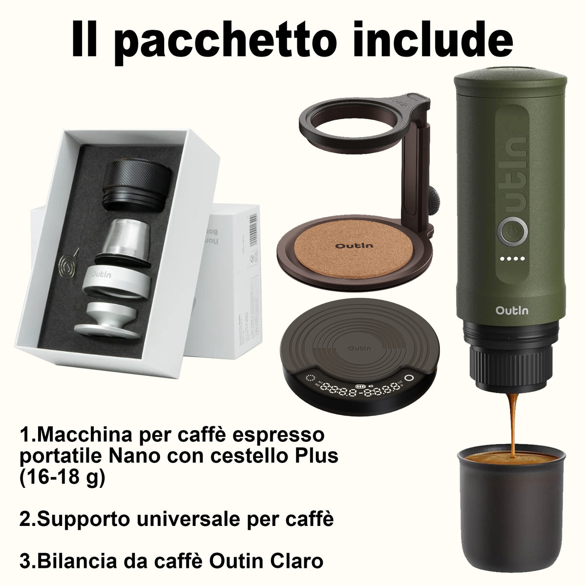 Macchina per caffè espresso portatile Nano (grigio siderale)