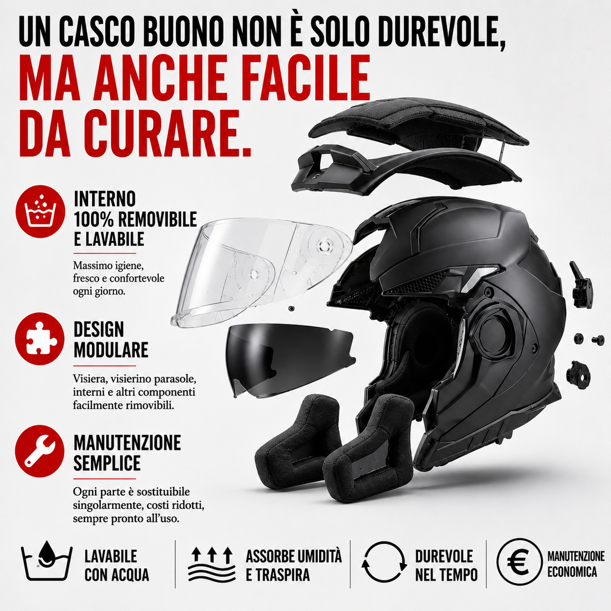 Casco Moto Integrale ECE 22.06 con Doppia Visiera