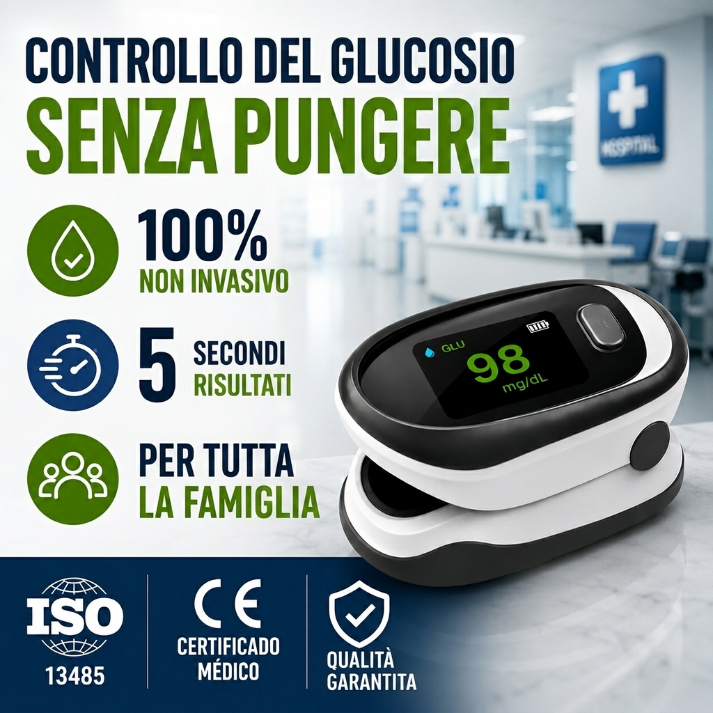 Misuratore di glucosio nel sangue non invasivo di tipo clip