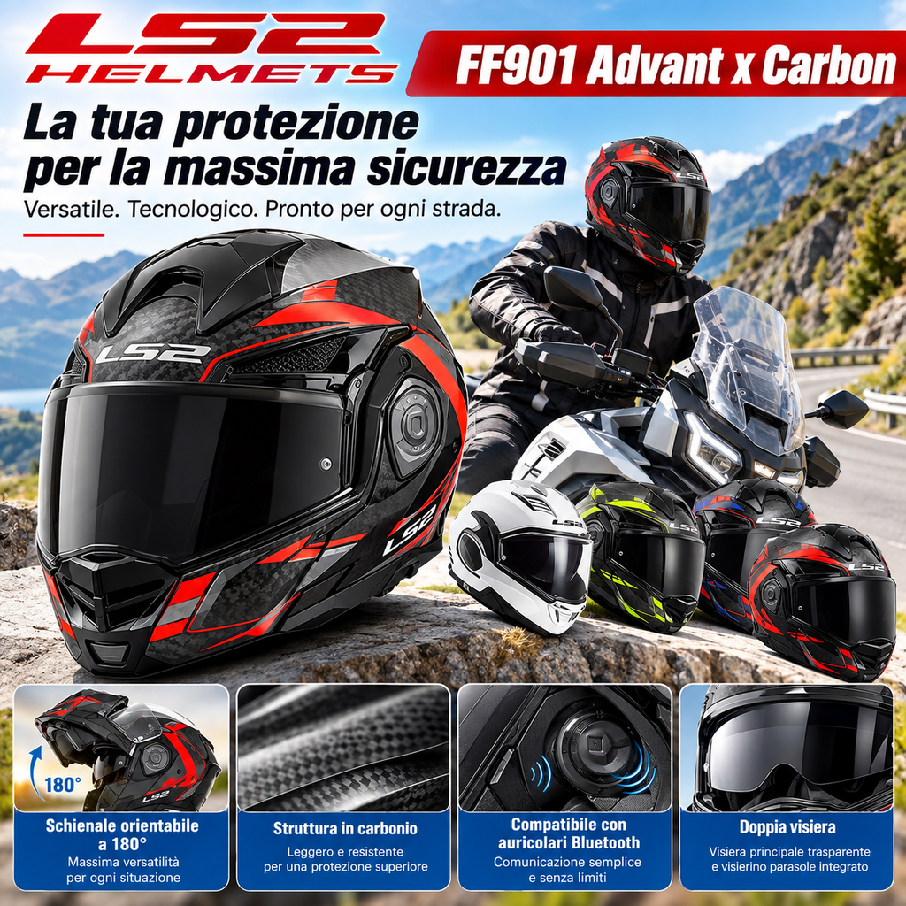 Casco Moto Integrale ECE 22.06 con Doppia Visiera
