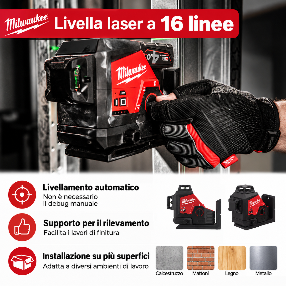 Milwaukee - Livello laser super potente