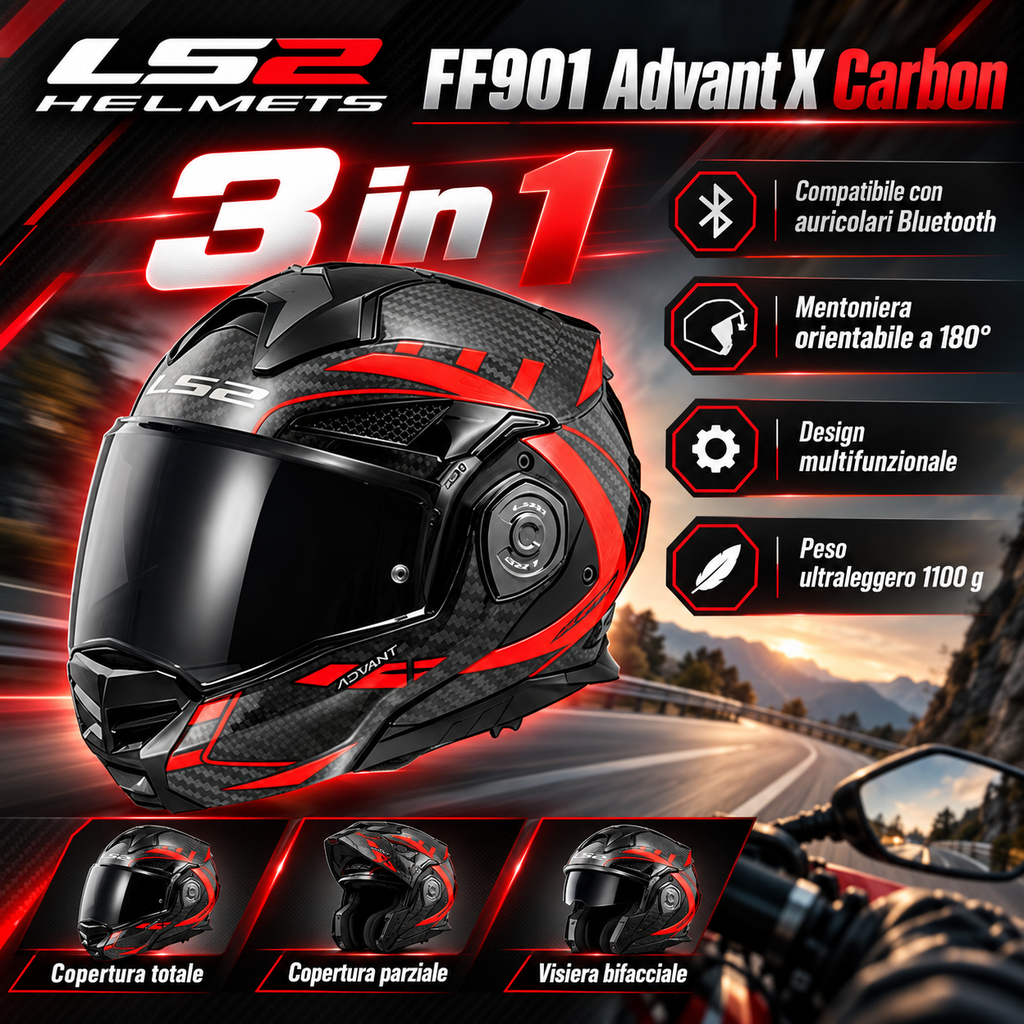 Casco Moto Integrale ECE 22.06 con Doppia Visiera