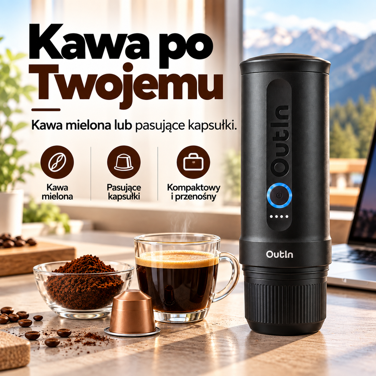 Macchina per caffè espresso portatile Nano (grigio siderale)