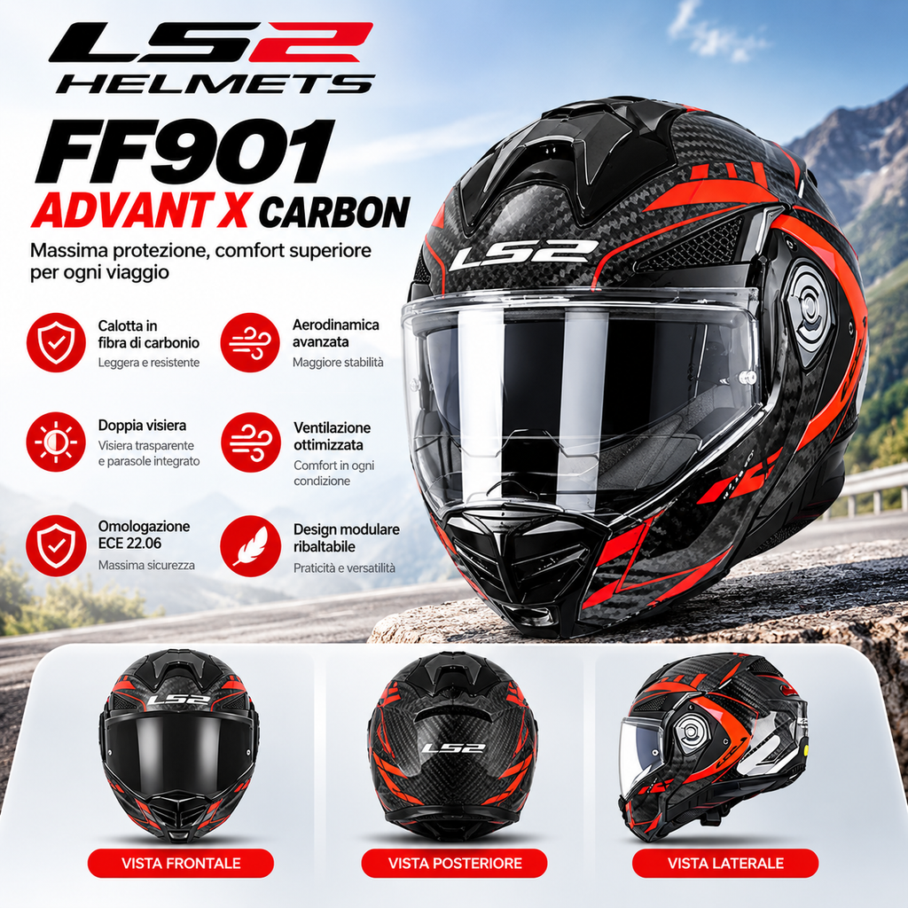 Casco Moto Integrale ECE 22.06 con Doppia Visiera